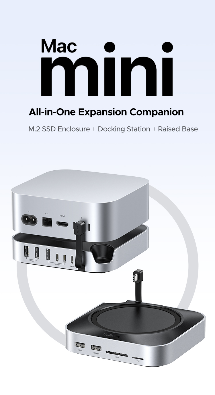Estação De Acoplamento UGREEN USB HUB Para Mac Mini M4 M4 Pro M