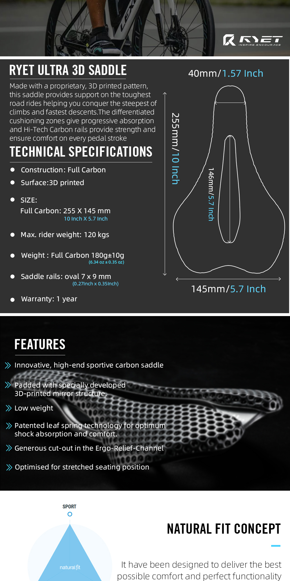 Selim De Carbono Impresso Em 3D 2025 RYET | Aero Super Light Design ...