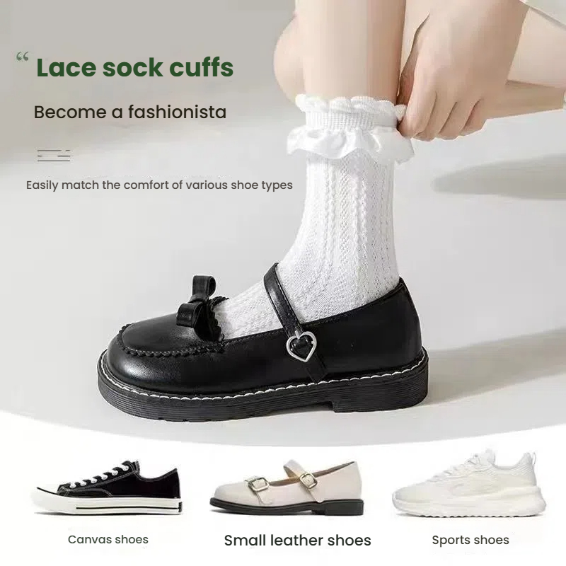 Meias Infantis Com Babados BEHELE - Kit 6 Pares Fofos