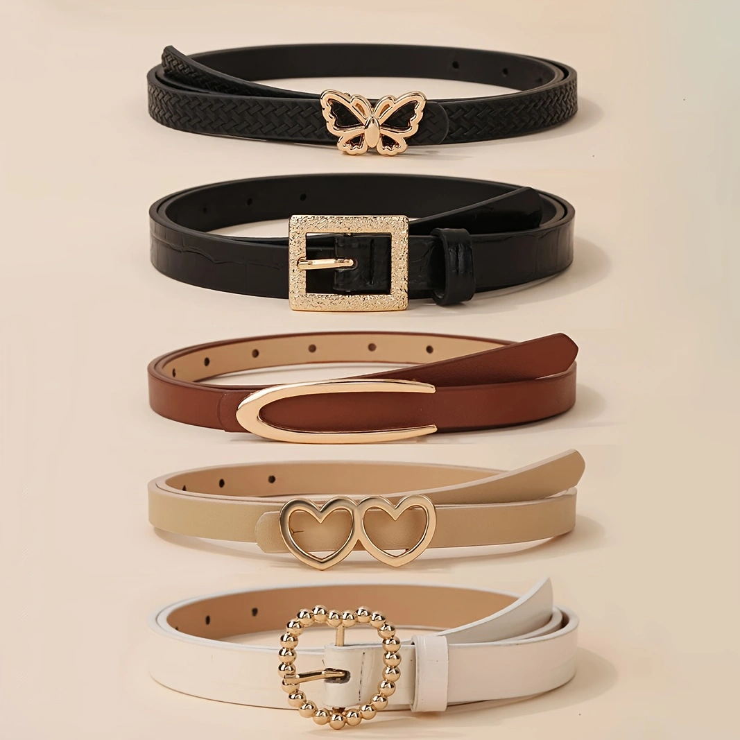 Novos Cintos Slim de Fivela Metálica Femininos em Pacote com 5 - Cintos ...