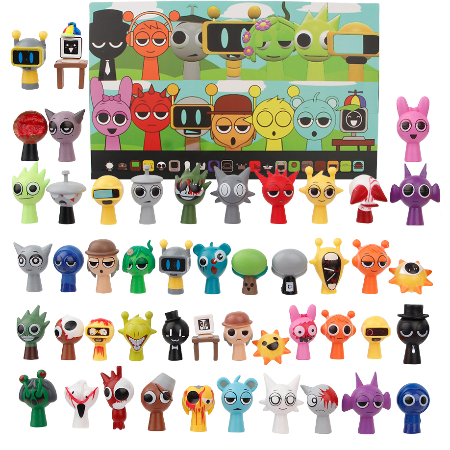 48 Pçs/Set 5cm Sprunki Caixa Figura Brinquedos Wenda Estatueta De Ação ...