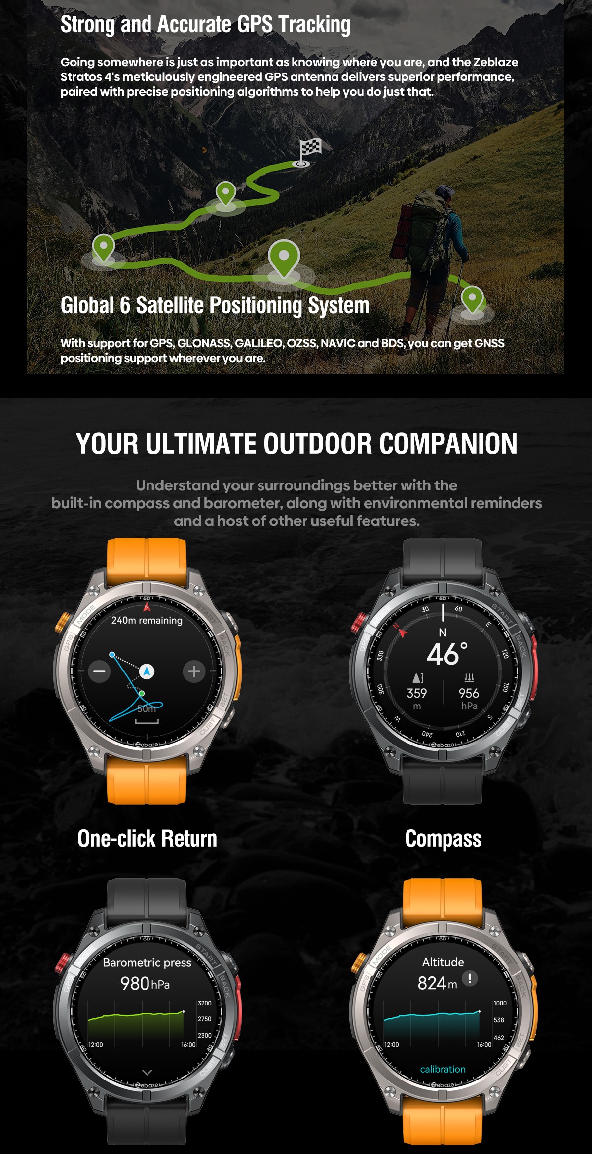 Altimetro Digitale 8 In 1 LCD - Barometro, Bussola, Termometro Per Escursionismo E Ciclismo