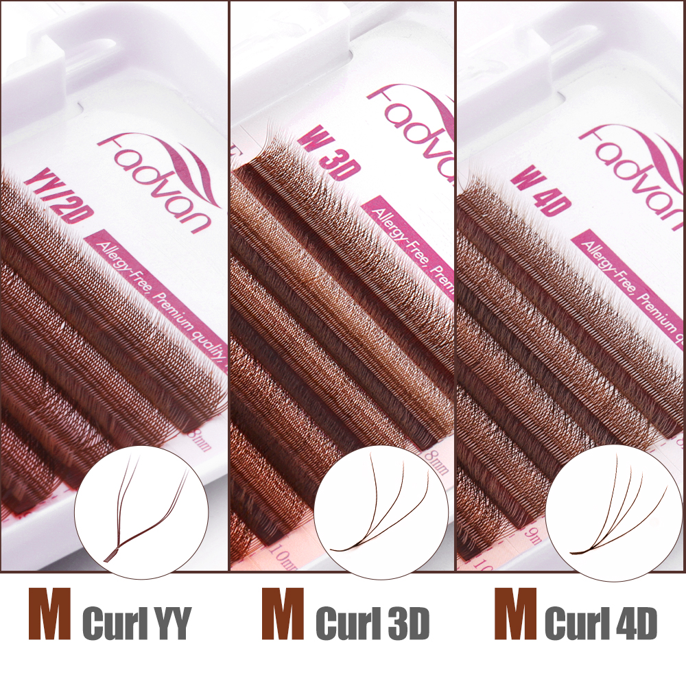 FADVAN Cílios Cor Marrom YY 3DW 4DW 5DW Forma Extensões De Postiços ...