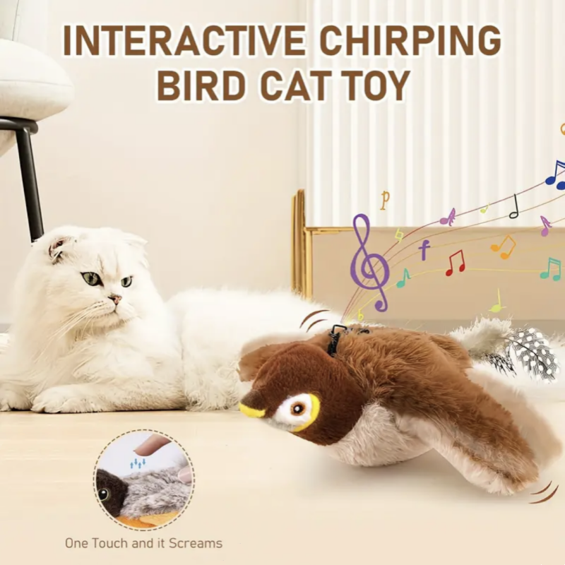 Brinquedo De Pelúcia De Passarinho Vibrante, Divertido Para Gatos ...