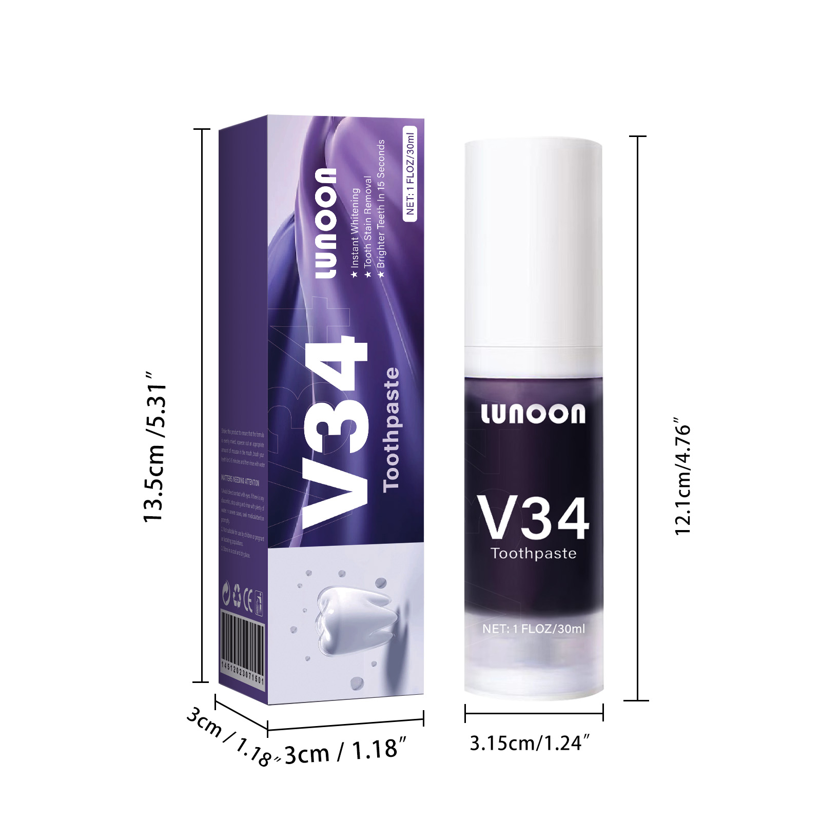 Lunoon V34 Creme Dental Roxo Clareador Remove Manchas de Fumaça Reduz ...