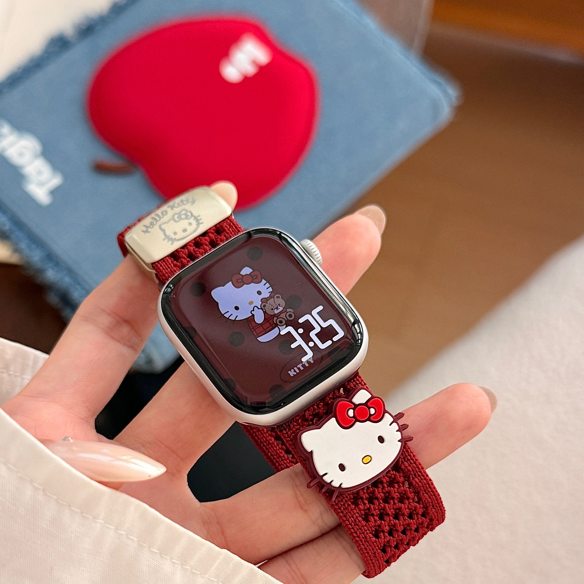 Pulseira De Nylon De Malha Hello Kitty Para Apple Watch Band 44mm