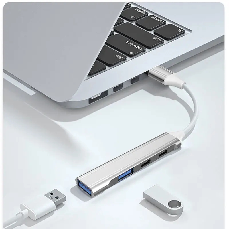 Hub USB 3.0 Type C OTG Alumínio 4 Em 1 Adaptador Portas Expansor ...