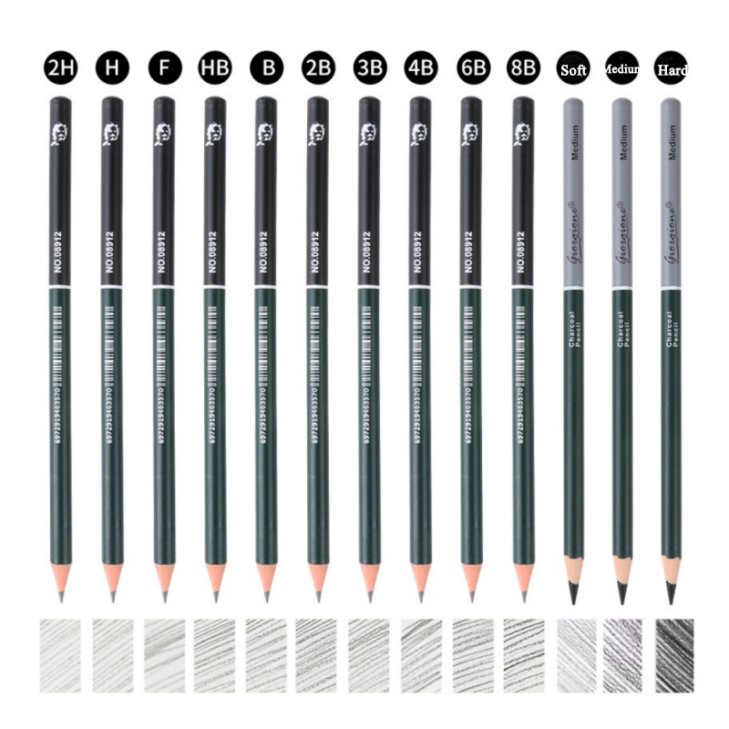 Lápis De Desenho Kit 10/12/19 Pcs Lápis Carvão Para Esboço Profissional ...