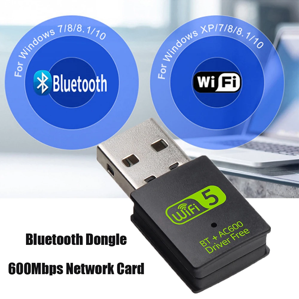 Adaptador WiFi Mini USB Wireless 600M 5G Dual Band para Laptop PC Placa ...