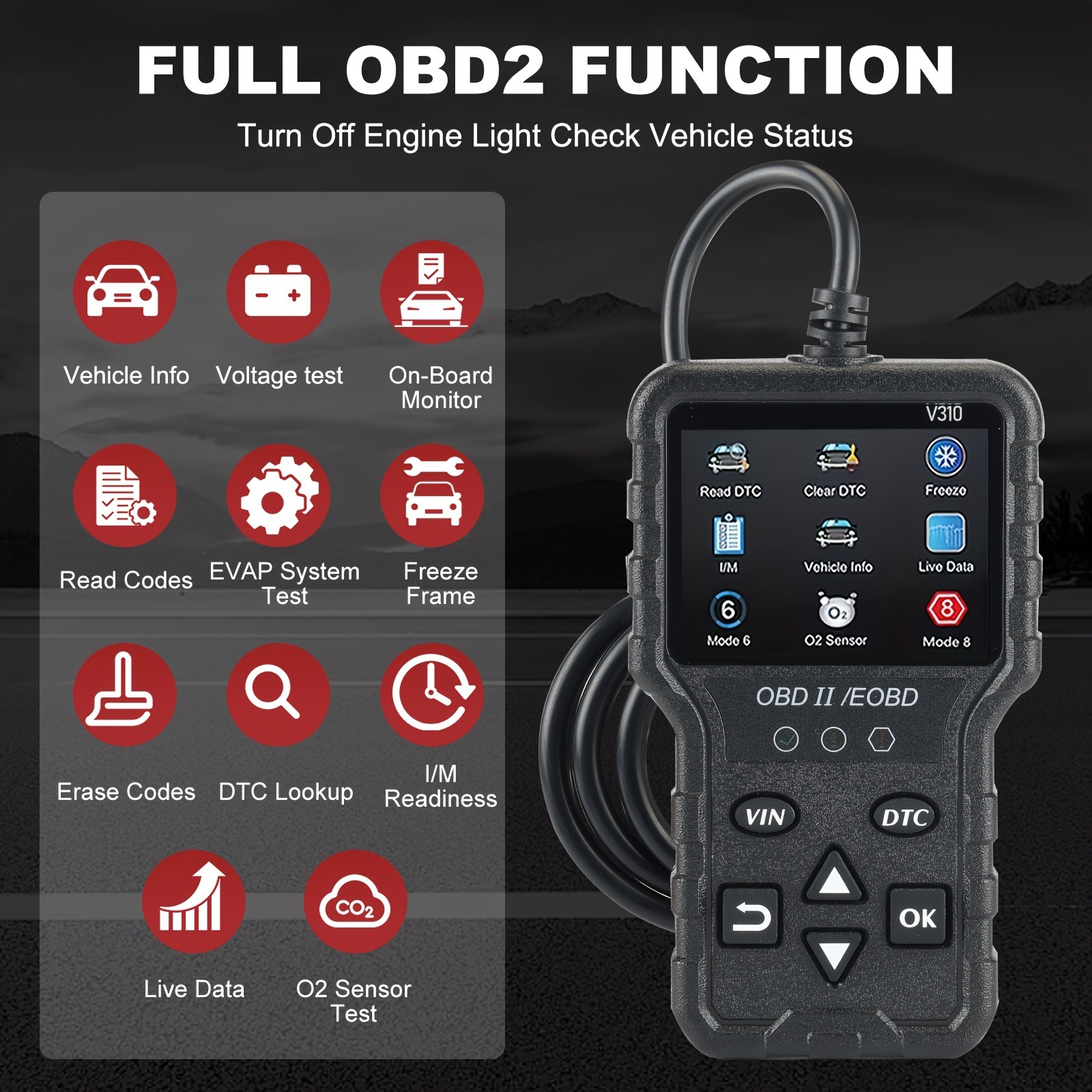 Scanner OBD2 Diagnóstico - Leitor de Luz de Verificação do Motor ...