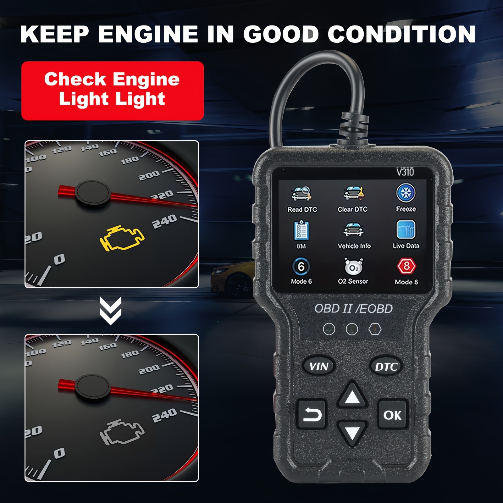 Scanner OBD2 Diagnóstico - Leitor de Luz de Verificação do Motor ...