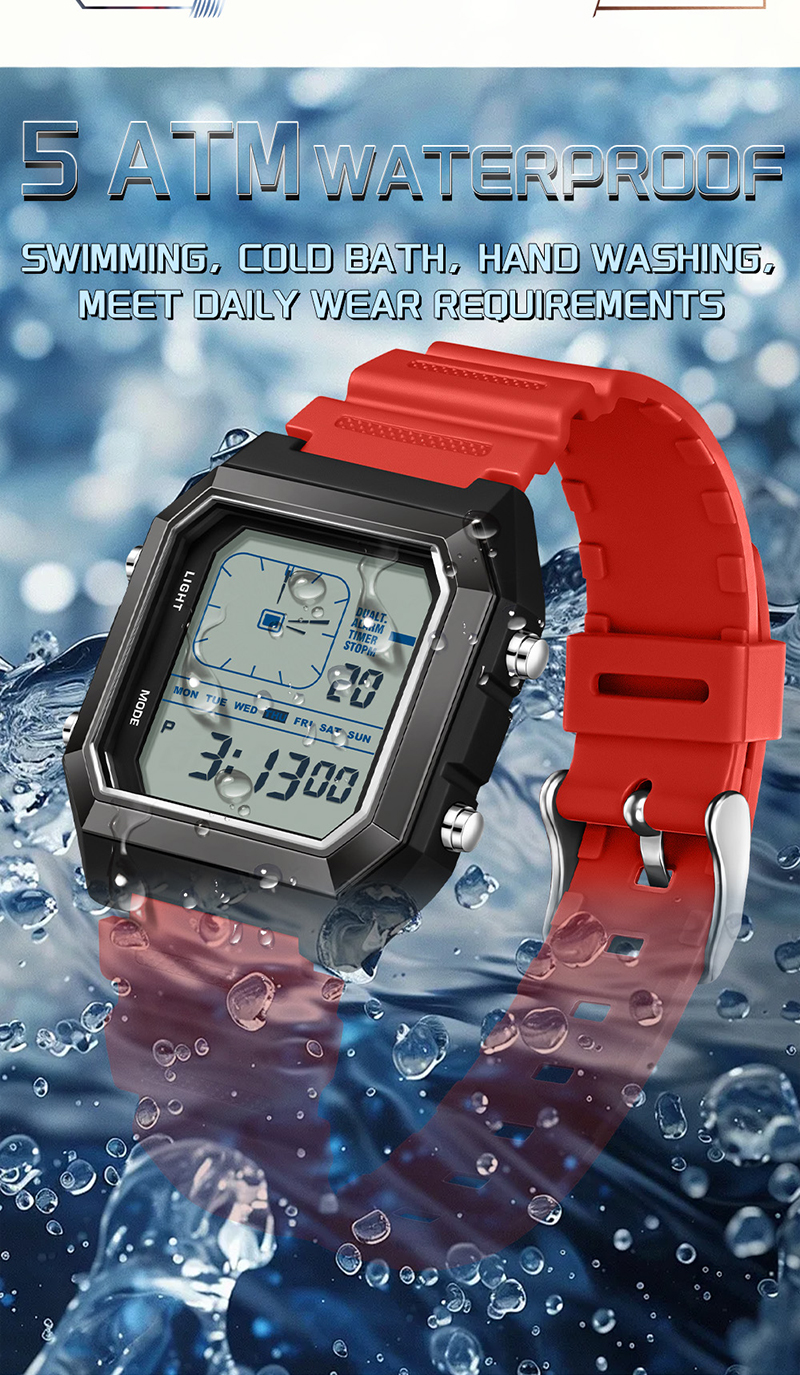 SANDA 6307 Moderno Retro Digital Relógio Masculino Dual Time Display À ...