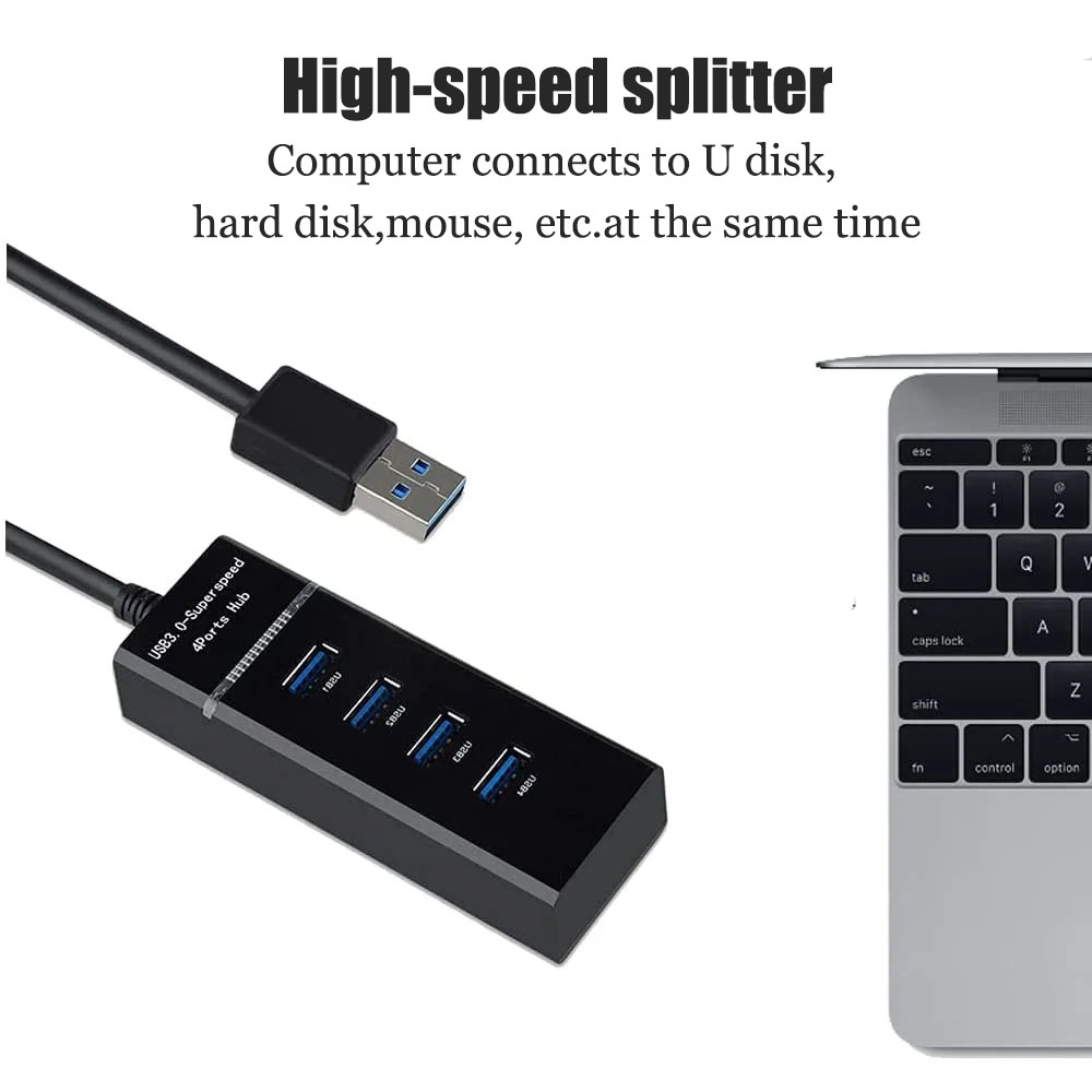 Hub divisor USB 3.0 de 5 Gbps com 4 portas para laptop, Android, iPhone ...