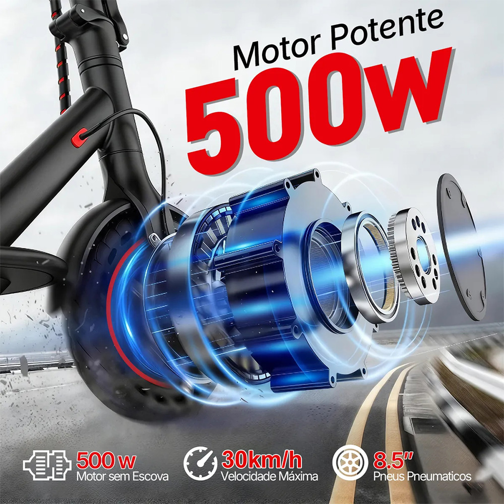 DeWEN Patinete Elétrico 500W 8.5" Velocidade Máxima de 35KM/H ...