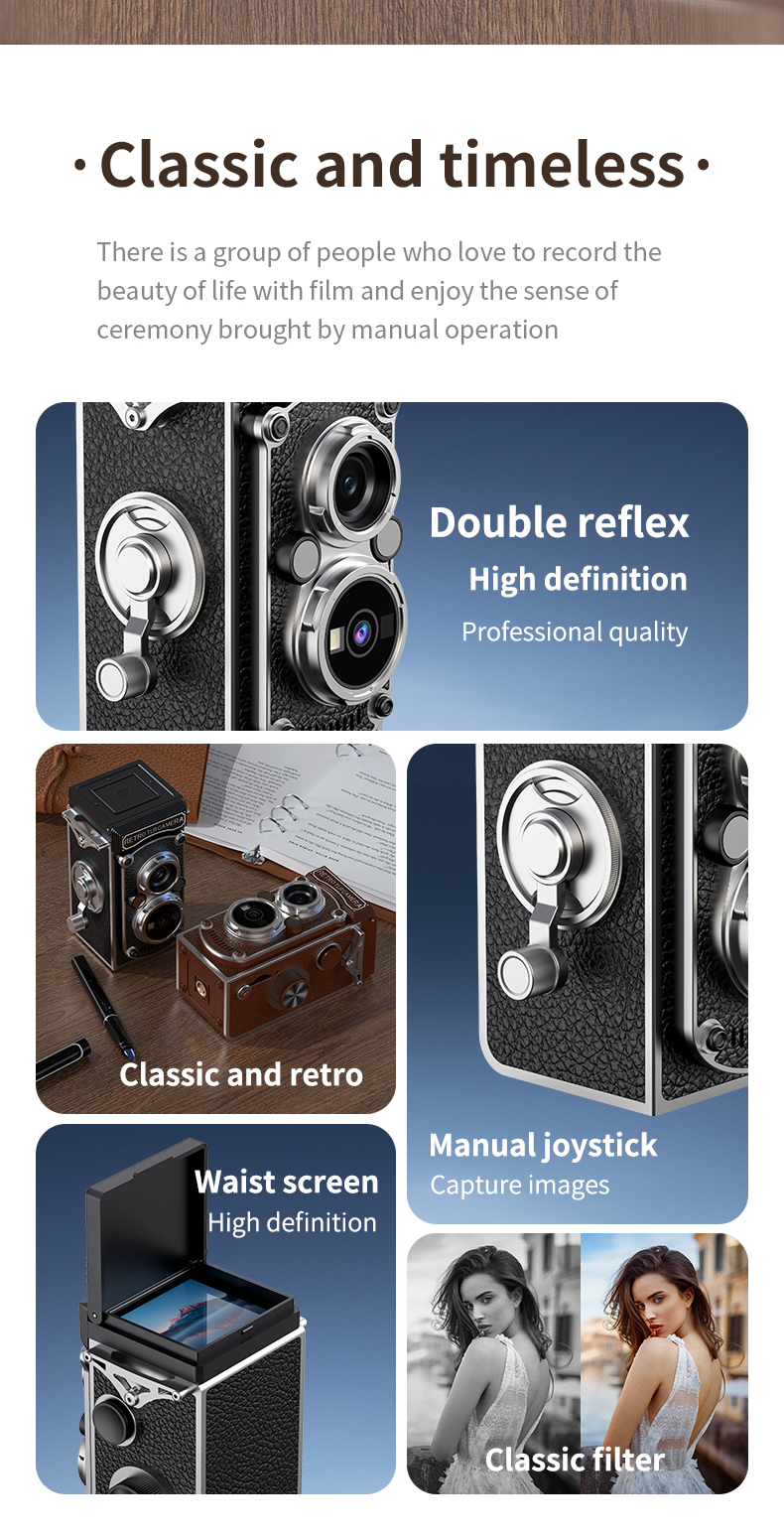 Mini Câmera Digital , Portátil Estilo TLR Retro Apontar E Disparar ...