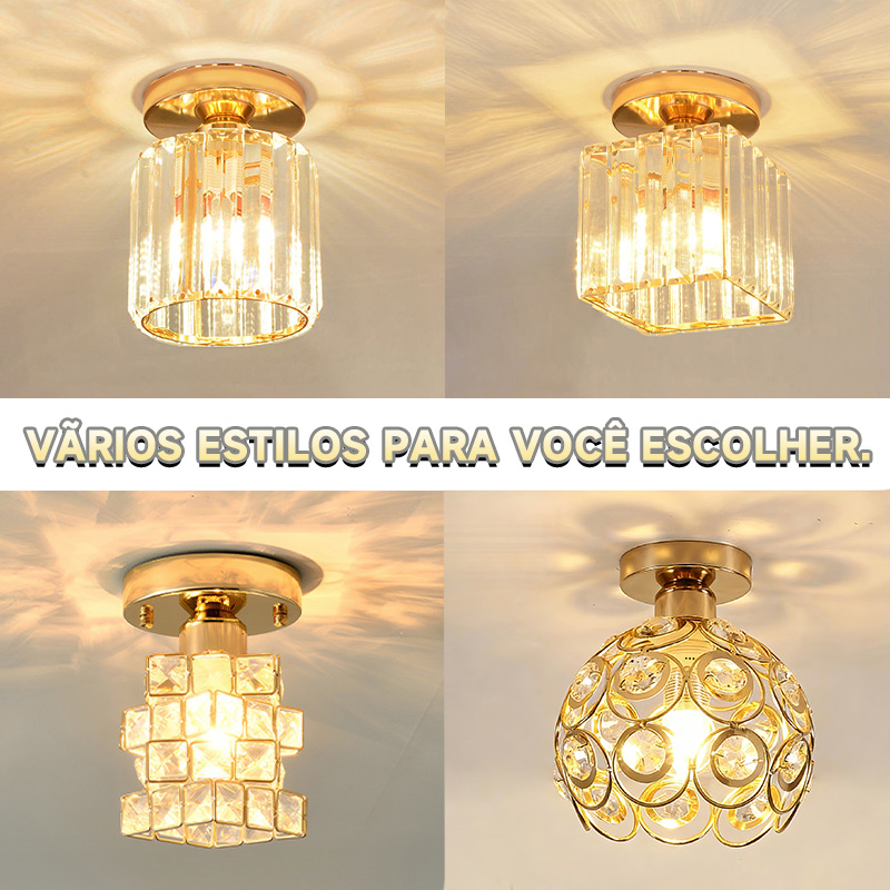Lâmpada LED Moderna Para Corredor Com Luz De Teto De Cristal Varanda 3 ...