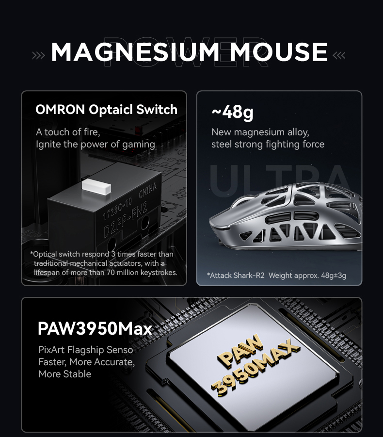 Mouse Para Jogos De Magnésio Attack Shark R2/R5-8K-Polling De 8000 Hz ...