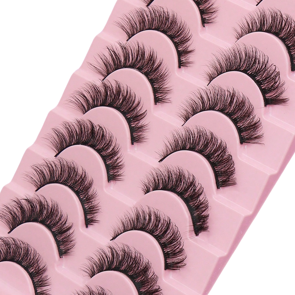 10 Pares de Cílios Postiços Naturais, Delicados e Esguios, com ...