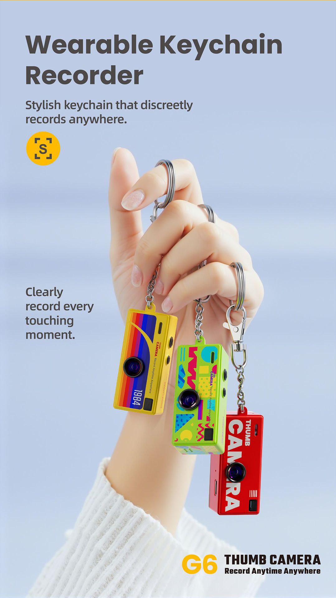 G6 Mini Retro Thumb Keychain Camera 1080P HD 0,96 'Inch Digital ...