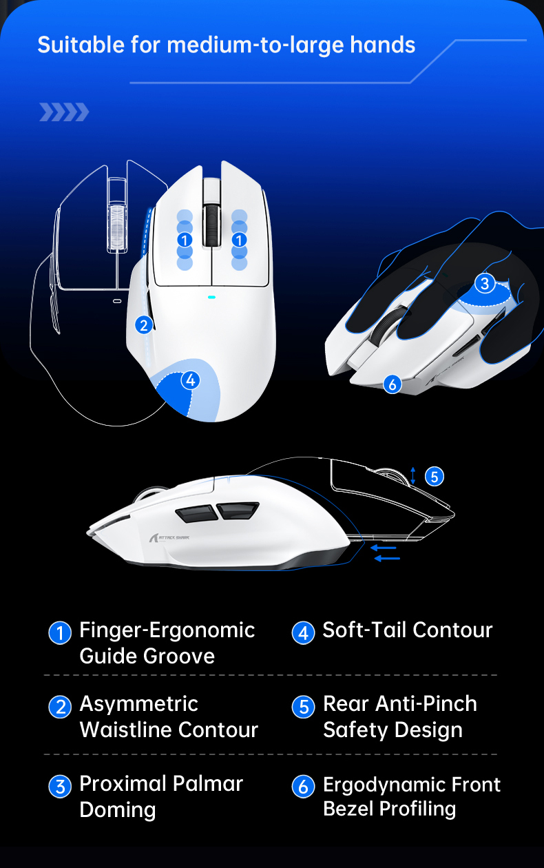 Mouse Gamer Leve Attack Shark V6: Sensor PAW3311, Interruptores Omron ...