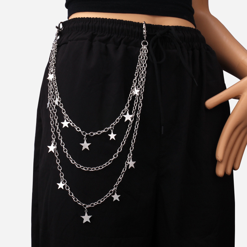 Cinto De Corrente Masculino Feminino Hip Hop Metal Estrela Pingente ...