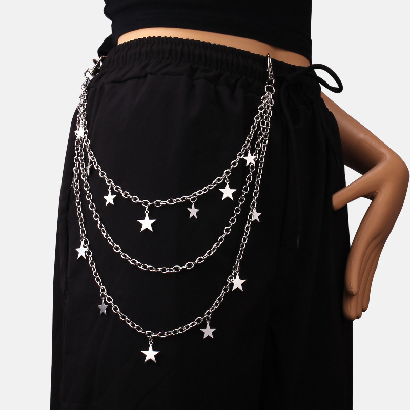 Cinto De Corrente Masculino Feminino Hip Hop Metal Estrela Pingente ...