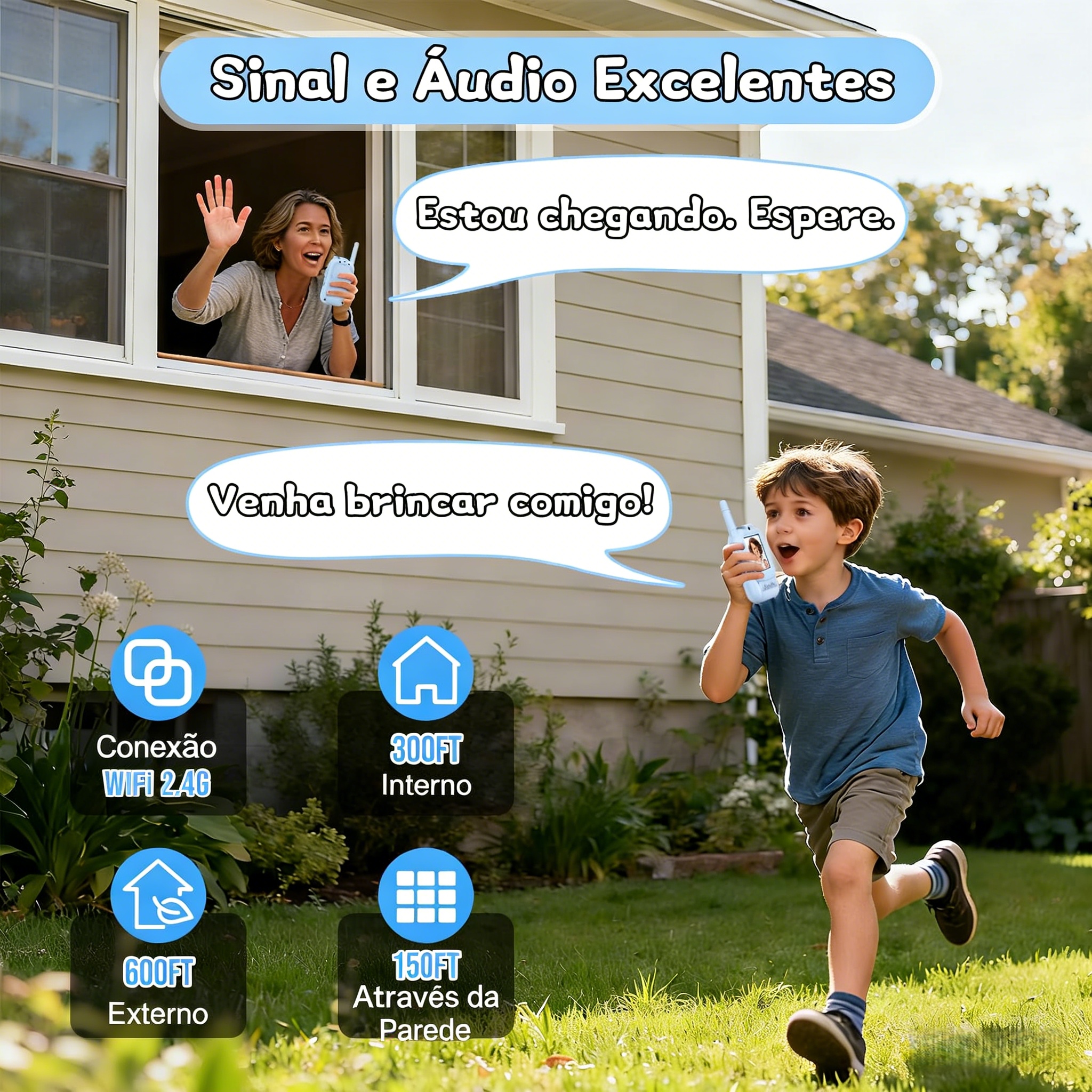 Walkie-Talkie de vídeo infantil | Comunicação sem fio | Display LCD | 3 ...