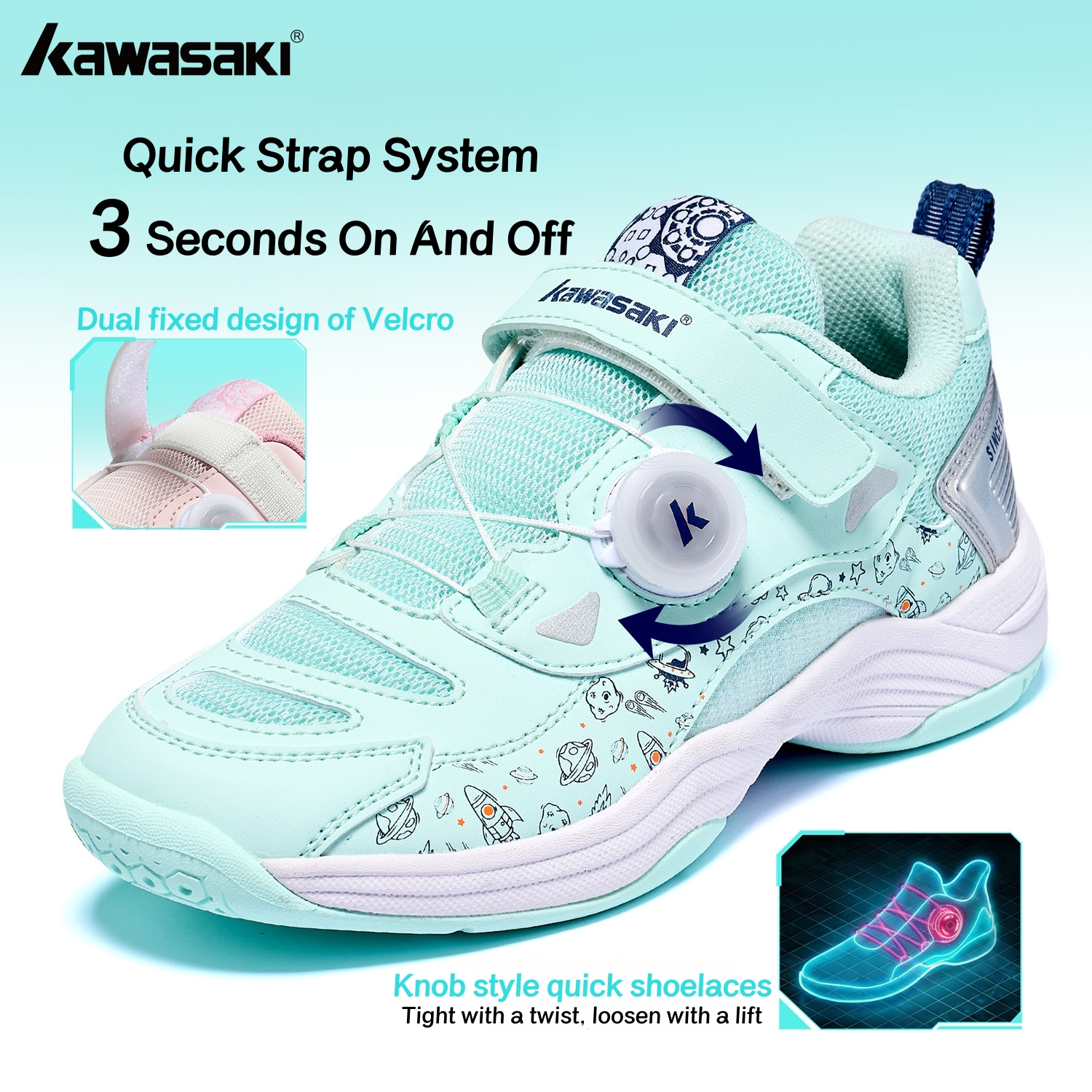 Kawasaki 2026 Novos Sapatos De Badminton Treinamento Juvenil D42039 ...