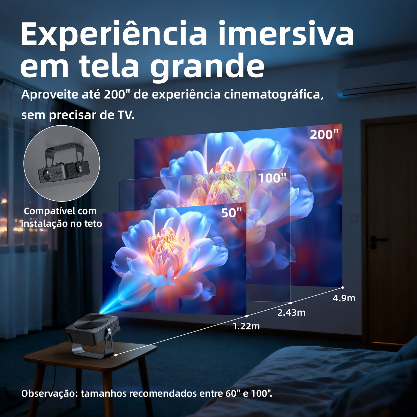 O projetor BETTDOW AC1085 GTV é uma Android TV Full HD 2K com ...