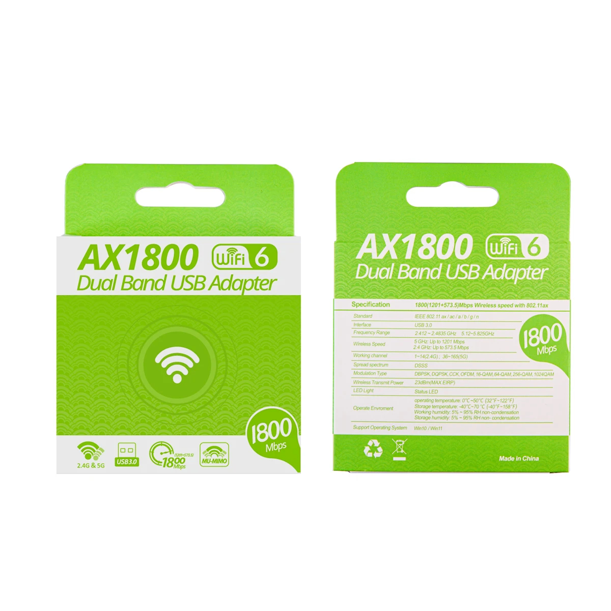 Adaptador USB 3.0 AX1800 WiFi 6, receptor sem fio de banda dupla 2,4/5 ...