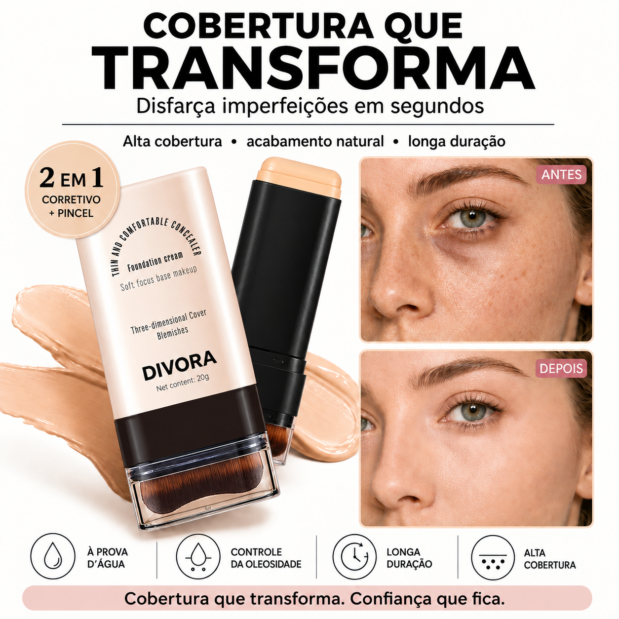 Base Coreana 2 em 1 à Prova d'Água, Alta Cobertura, Longa Duração e ...