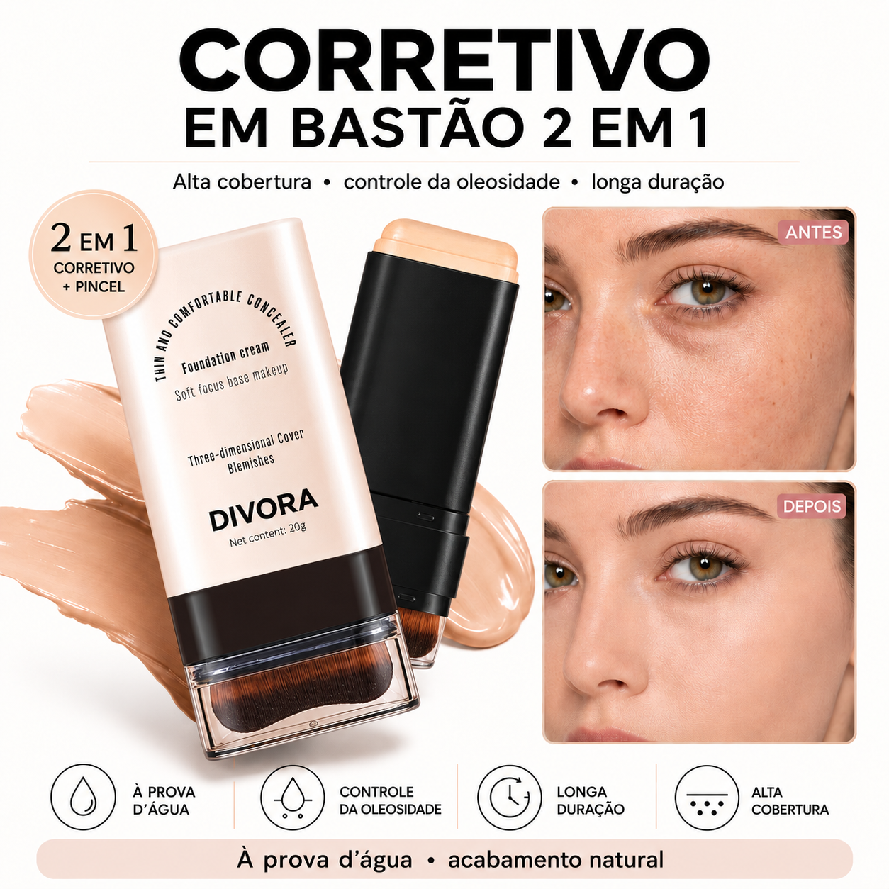 Base Coreana 2 em 1 à Prova d'Água, Alta Cobertura, Longa Duração e ...