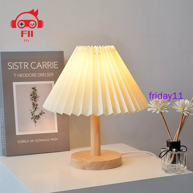 Luminária De Mesa Vintage Estilo ins Nórdico Retrô Plissada USB LED Luz Maciça Cabeceira De Dormir Decoração De Casa
