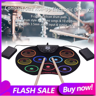 Conjunto Portátil De Tambores Eletrônicos Com 9 Pastilhas De Silicone Por USB/Bateria
