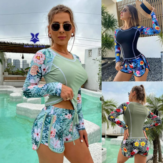 2023 Fato De Banho Sexy De Praia De Duas Peças De Férias/Protetor Solar Ultravioleta Feminino De Manga Comprida Anti-Roubo