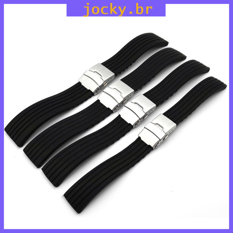 Pulseira Silicone Borracha À Prova D 18-24mm Com Fivela Deployant