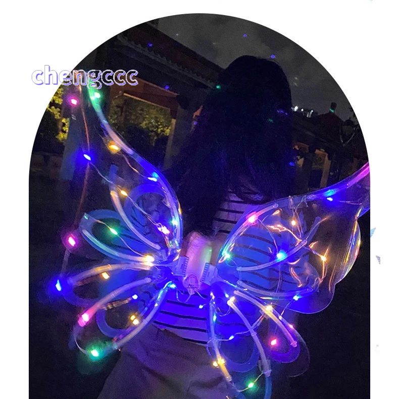 asas elétricas Elétrica Borboleta Asas Luminosas Flor Fada Angel Wings Brinquedos ao ar livre das crianças Voltar Decoração Toy Girls Dress Up Playing Props Natal Halloween Presentes