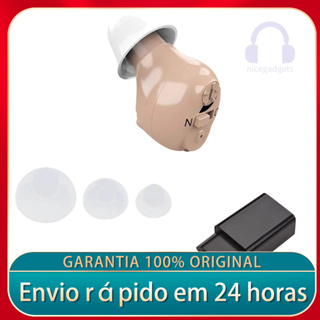 JZ-1088H5 Amplificador Auditivo Digital USB Sonoro Recarregável Aparelhos Auditivos 35 Horas De Vida Útil Da Bateria Com Adaptador 3 Pontas De Silicone E Escova De Limpeza Brown