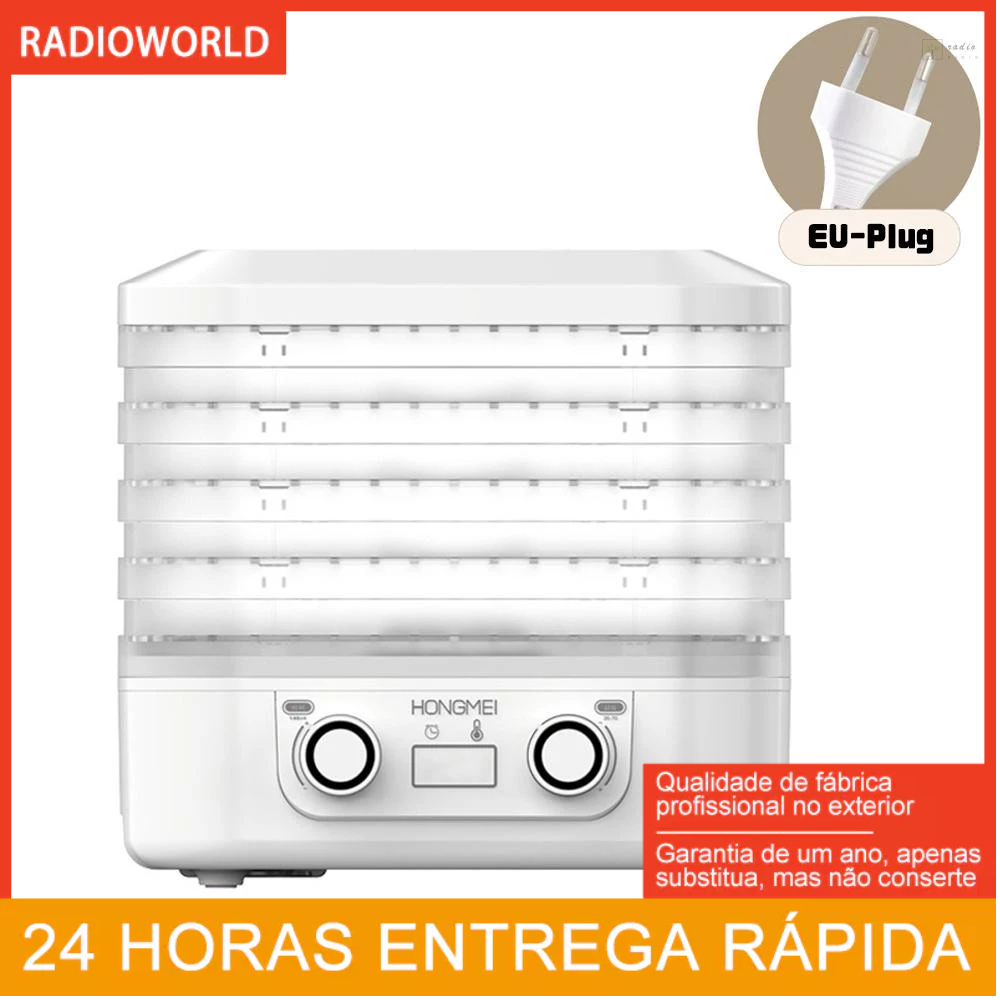 Desidratador De Alimentos De 5 Bandejas Com Temperatura Ajustável , Secador Automático Para E Jerky , Frutas , Ervas , Vegetais