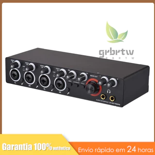 Placa De Som De Gravação De 4 Canais Com Interface De Áudio Sem Driver , 4 Em 4 Saídas USB 24 bit/192khz 48V Fonte De Alimentação Fantasma Para Profissional De Kara Live Streaming