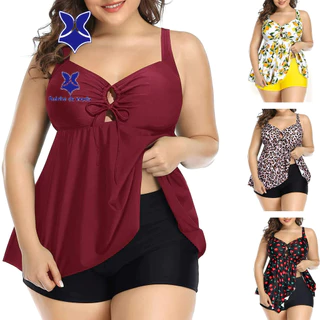 Moda Feminina Traje De Banho Dividido De Duas Peças Tamanho Grande/Estreito Da Barriga Top Com Shorts Gordura