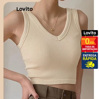 Lovito Casual Regata Feminina Lisa Básica LNL40085