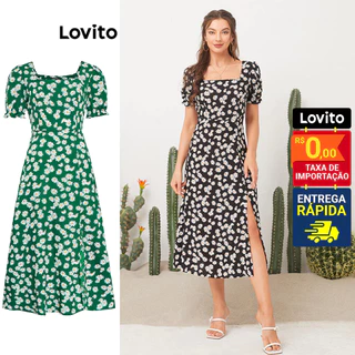 Lovito Casual Vestido de Estampa Floral de Gola Quadrada L11D32