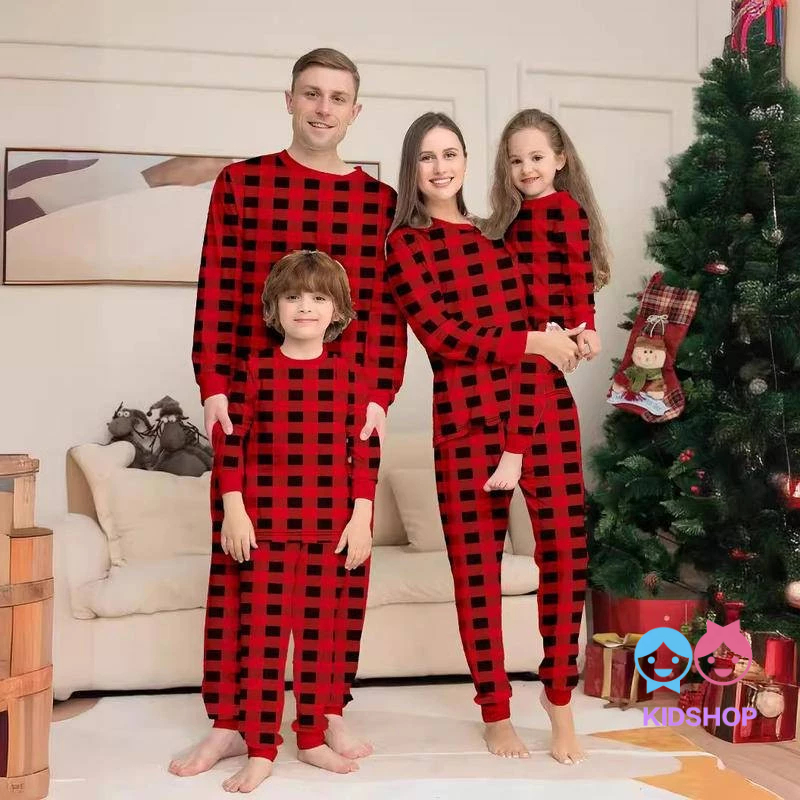 Pijama Europeu Americano Novo Estilo Pijama de Natal em Pijama Vermelho de Manga Longa