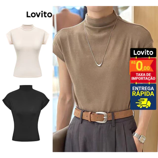 Lovito Casual Camiseta Feminina Lisa Básica L68ED302