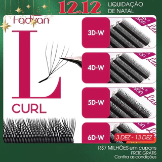 Fadvan L/LU (M)-curl 3D 4D 5D 6D Pestanas Fox Extensão De 12 Linhas Comprimento Misto 8-15mm