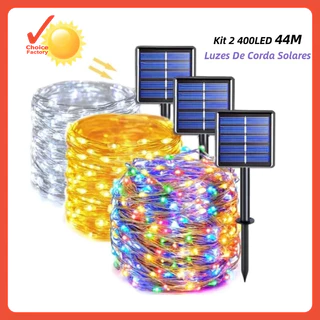 Kit 2 400LED 44M Luzes De Corda Solares Ao Ar Livre À Prova D