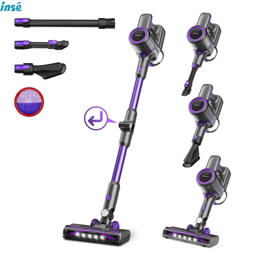 Aspirador De Pó Sem Fio POWEART N700 30Kpa Potente 8 Em 1 180 ° Varinha ...