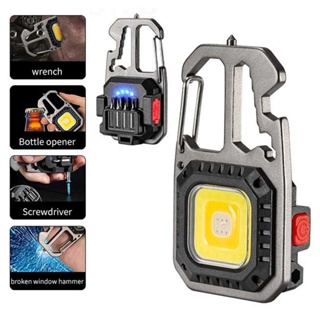 Lâmpada De Trabalho COB Pro Multi-Função Lanterna USB Recarregável Chaveiro De Luz De Emergência Para Carro Advertência Com Martelo De Janela Quebrada Fuga Acampamento