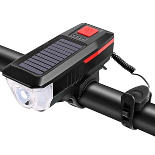 Bicicleta Luz Buzina USB/Carregamento Solar Farol À Prova D